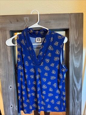 Anne Klein Sleeveless V-Neck Indigo Printed Top